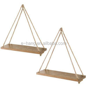OEM madera quemada <span class=keywords><strong>cuerda</strong></span> colgante estantes sala de estar marrón estante <span class=keywords><strong>cuerda</strong></span> pared madera flotante rústico estante colgante - Product Image 3