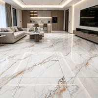 Carrelage en porcelaine marbré blanc or rectifié 600x1200mm Venezuela, anti-humidité, pour murs et sols, décoration intérieure de villa et maison