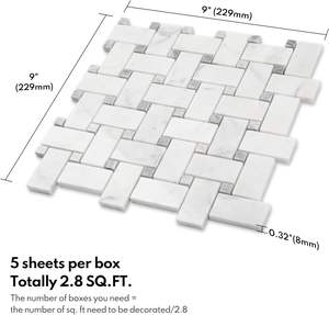 Lovdeco 10mm Basketweave italien Bianco Carrera marbre mosaïque carrelage Carrara blanc marbre pierre pour cuisine mur salle de bain <span class=keywords><strong>douche</strong></span> - Product Image 5