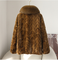 Offre Spéciale grand col de fourrure de renard véritable manteau de fourrure de vison hiver femmes classique luxe véritable veste de fourrure de vison