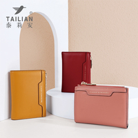 Dompet Kartu Ultra Tipis Bergaya Vintage Terbaru, Dompet Zipper Pendek Portabel Multi-Fungsi