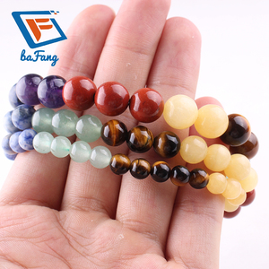 Bracelet de perles de pierres précieuses naturelles 6 8 10mm Bracelets extensibles en perles de pierre en vrac pour hommes femmes - Product Image 5