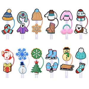 Accessoires de bar en gros : Embouts de paille en plastique double adhésif souple Kawaii, Série Hiver, Boucle décorative flocon de neige, Écologique - Product Image 4