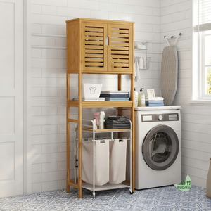Mueble de Baño Vertical de Bambú para Colocar Sobre el Inodoro, con Múltiples Niveles de Almacenamiento, Organizador para Baño y Ducha - Product Image 4