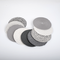 Napperon de Table en fil thermo-isolant, ensemble de tapis et de tampons de forme ronde tissés, en corde de coton, Style nordique écologique, Promotion à chaud
