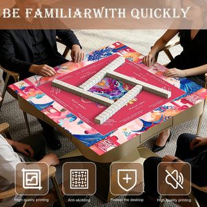 Tapis de jeu antidérapant pour cartes de mahjong, poker, <span class=keywords><strong>dominos</strong></span> avec motif de dragon chinois, art oriental, réduction du bruit, couverture de table - Product Image 2
