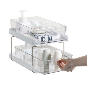 2 Tier Storage Rack Sliding Cabinet Basket Organizer Drawer for Cabinet, Pantry, Under The Sink