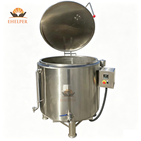 Ketel Masak Vertikal Berjaket Minyak Termal Pemanas Listrik 400L 600L Bersertifikasi CE untuk Selai, Saus, Bubur Daging, Pasta Kacang