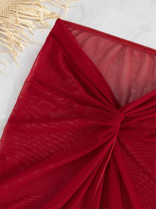 Bikini <span class=keywords><strong>de</strong></span> Tres Piezas para Dama Estilo Retro Rojo, Traje <span class=keywords><strong>de</strong></span> Baño para Playa Hecho con 80% Poliéster y 20% Spandex - Product Image 4