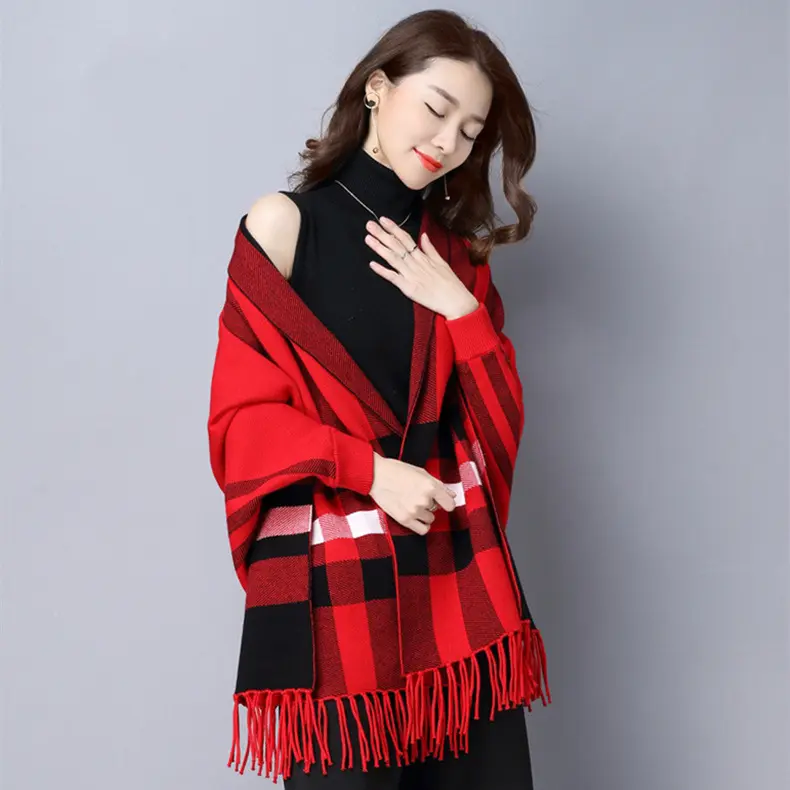 2021 New High Quality Fashion Cape mit Ärmeln Herbst Winter Schal verdickt warmen Schal Frauen