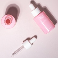 Magnifique flacon compte-gouttes pour huile visage 20ml 30ml 40ml 50ml 60ml, flacon de sérum en verre rose 1oz 2oz à épaule plate avec compte-gouttes coloré