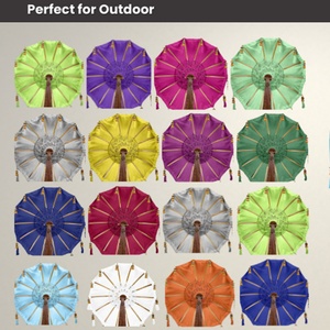 Handmade Royal Purple Iron <b>Frame</b> All-Season 8-Rib Beach Sunshade Bali Umbrella Manual Opening Free-Standing Outdoor Travel Table - Product Image 5