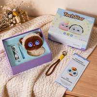 Porte-clés en peluche intelligent AI pour chat, double capteur tactile, yeux LED animés, Type-C, longue autonomie de 1000 mAh, cadeau