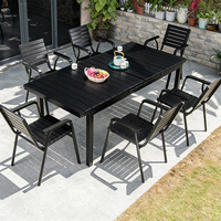 Juego de Mesa de Comedor Extensible para Exteriores, con Estructura de Aleación de Aluminio, Resistente al Agua y a la Oxidación, Sillas Apilables para Jardín o Patio