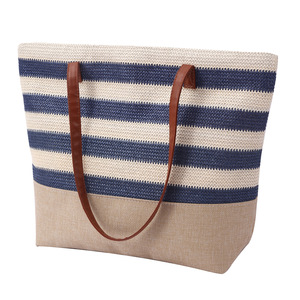 Grand sac fourre-tout en toile écologique décontracté avec fermeture éclair et ouverture facile, design personnalisé pour le shopping, l'usage quotidien, la plage et les voyages - Product Image 1
