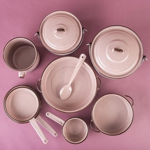 <span class=keywords><strong>Cinsa</strong></span> Bateria De Cocina Rubi 11 Piezas Ligero Rosa Petalo Ollas De <span class=keywords><strong>Peltre</strong></span> Esmalte Rosa Cubo 22cm Frypan Cacerola Cuchara - Product Image 2