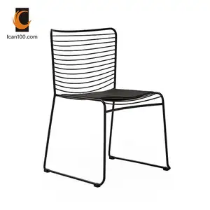 Lüksemburg yan sandalye yemek masası çelik sandalye yastıkları otel mobilya Metal tel istifleme yemek sandalyeleri satılık