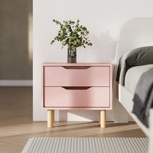 Only B2B Boori elegante madera esquina <span class=keywords><strong>mesita</strong></span> de <span class=keywords><strong>noche</strong></span> blanca con 2 cajones - Product Image 5