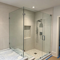 Kabin Shower Kaca Tempered 8mm Tanpa Bingkai Ukuran Khusus Modern dengan Engsel Pintu untuk Proyek Kamar Mandi Hotel