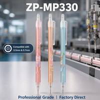 Crayon mécanique ZHUOPIN avec logo personnalisé, 0,5 mm, 0,7 mm, ZP-MP330, impression par laminage plastique, papeterie scolaire et de bureau