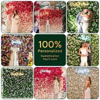 Großhandel benutzer definierte weiße rosa Hochzeit liefert Dekoration Rose Hintergrund Seide künstliche dekorative Blumen wand