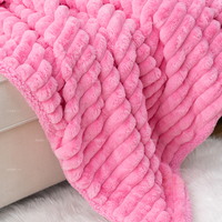 Plaid en fausse fourrure Sherpa à rayures roses, luxueux, confortable, doux pour la peau, réversible, thermique, lavable, personnalisable, pour la maison et la literie
