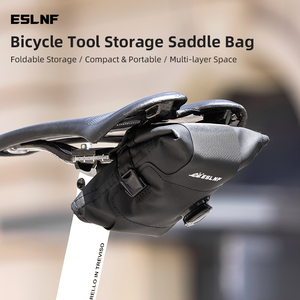 Borsa da Sella per <span class=keywords><strong>Bicicletta</strong></span> ESLNF, Borsa Pieghevole in Nylon Resistente con Manopola di Bloccaggio Rotante per Attrezzi da Ciclismo - Product Image 2