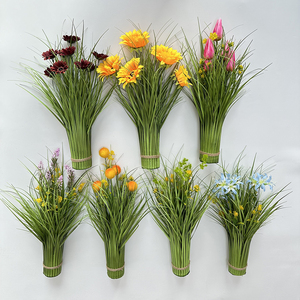 SUJING 5 têtes de fleurs artificielles en plastique, rose, herbe de <span class=keywords><strong>vanille</strong></span> et herbe de la pampa, pour les occasions du Nouvel An - Product Image 4