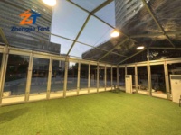 Tente d'exposition en verre transparent avec structure en aluminium et toit imperméable en PVC pour salons professionnels et expositions en plein air