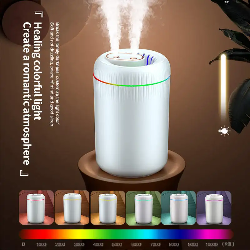 China 3500ml big capacity LED double cool mist spraying desktop usb electric air freshener humidifier diffuser for home bedroom