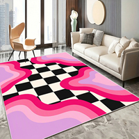 Maßgefertigter Bedruckter Teppich Kaschmirweicher Teppich Moderne Flächenteppiche Moderner Abstrakter Rosa Schachbrett-Teppich Wohnzimmer Großer Alfombra