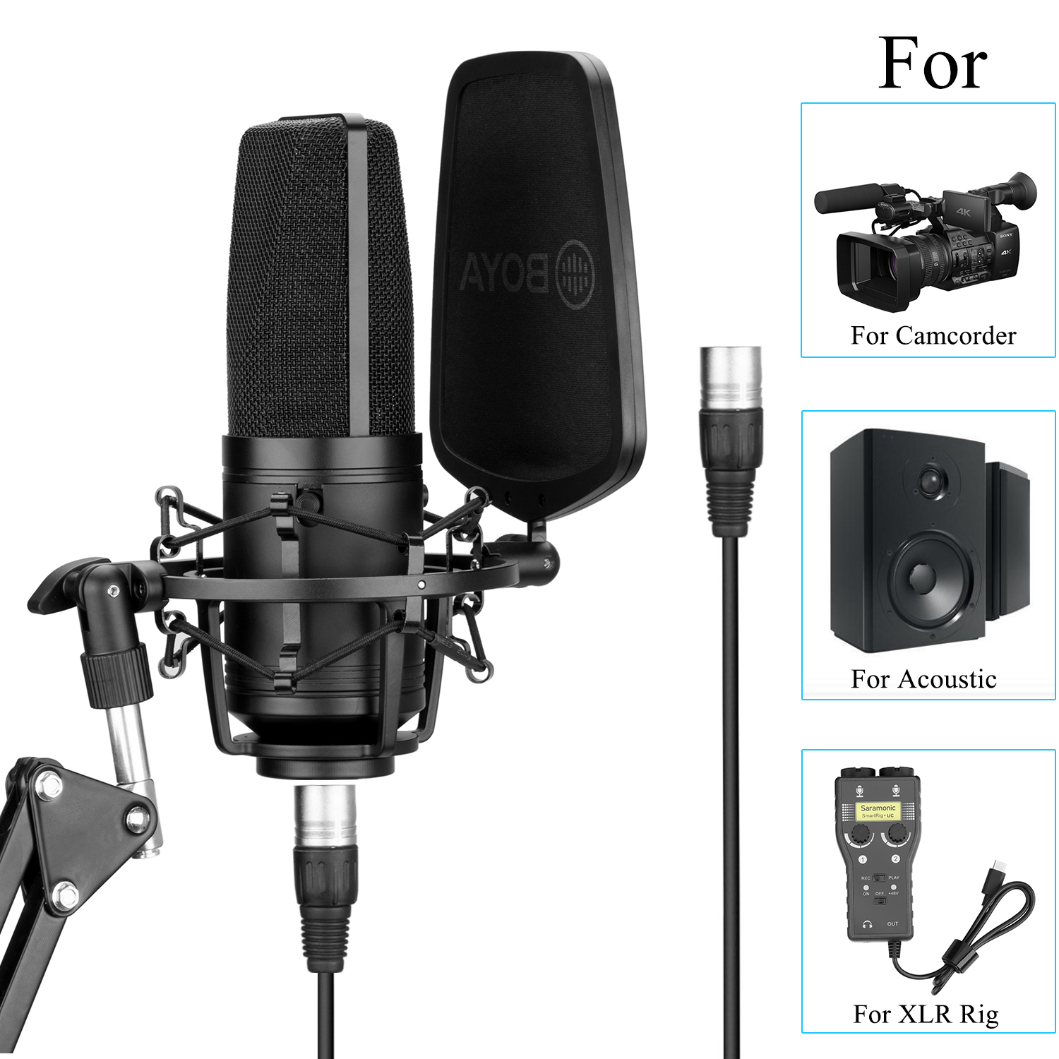 BOYA BY-M1000 コンデンサーマイク Amazon | BOYA BY-M1000 歌手 スタジオレコー ディングのための