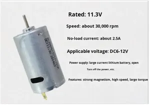 มอเตอร์ RC390 ความเร็วสูงพิเศษ 30,000 รอบต่อนาที 9-12V เครื่องดูดฝุ่นแม่เหล็กแรงสูง ลูกปืนโลหะทั้งหมด สำหรับรถและเรือจำลอง ทำจากวัสดุอื่นๆ - Product Image 2