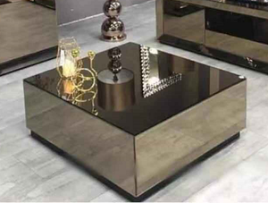 <span class=keywords><strong>Tavolino</strong></span> da Caffè Quadrato di Lusso Moderno e Contemporaneo in <span class=keywords><strong>Vetro</strong></span> Regolabile con Specchio Grigio Fumo Mobili per Soggiorno - Product Image 4