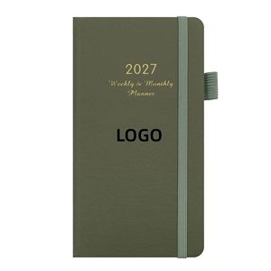 Agenda Semanal y Anual 2027 en Stock, Cuaderno de Tapa Dura de Cuero PU, Bloc de Notas de 72 Hojas con Banda Elástica para Regalos Corporativos - Product Image 1