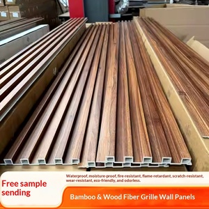 Panel Dinding Grille WPC Embossed Serat Kayu Bambu Dekoratif untuk Latar Belakang TV Sofa Plafon - Product Image 2