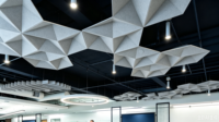 Plafonds acoustiques suspendus modernes, insonorisés, hexagonaux, dalles de plafond suspendues, déflecteurs acoustiques suspendus