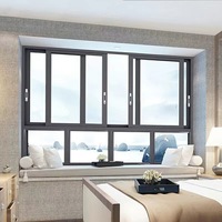 Ventana Corredera de Aluminio con Rotura de Puente Térmico, Impermeable, con Mosquitera Integrada de Alta Densidad, para Seguridad en Villas y Apartamentos
