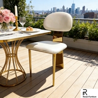 Chaise minimaliste en acier inoxydable doré à dossier incurvé avec coussin moelleux pour mariage, banquet et salle à manger
