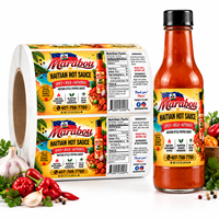 Étiquettes personnalisées pour sauce piquante, rouleaux d'autocollants imperméables pour emballage alimentaire, impression d'étiquettes autocollantes pour bouteilles, étiquettes pour emballage de pots de sauce chili