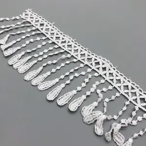 China Exporters White Guipure Lace Crochet Fringe Trimming for Lady Blouse