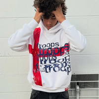 Sweat-shirts à capuche blancs pour hommes, surdimensionnés, imprimés graphiques, streetwear, logo personnalisé, fabricant de vêtements OEM ODM, marque privée