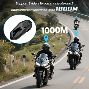 Casque de moto avec interphone Bluetooth 5.0, système de communication sans fil pour 2 motards, casque pour les amateurs de cyclisme - Product Image 3