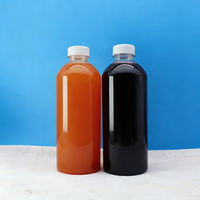 Bouteilles de jus en plastique vides de 32 oz (1000 ml, 1 litre) avec bouchons, bouteilles de jus rondes transparentes avec couvercles, contenants de boissons réutilisables
