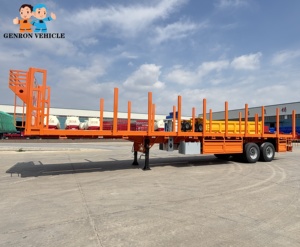 Camion semi-<span class=keywords><strong>remorque</strong></span> à lit plat de transport de conteneurs 40 pieds 2 essieux 50 tonnes avec instrumentation et cadre de bâche - Product Image 2