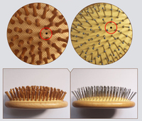 Peigne de massage en bois de hêtre à marque privée avec masseur de cuir chevelu, brosse à cheveux ovale portable à coussin d'air avec aiguilles en bambou et acier, mini-airbag
