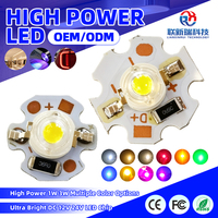 Diode LED à puce haute puissance 1W 3W 12V 24V Jaune Vert Blanc Bleu Bleu Glace Rose Rouge UV Ultra Lumineuse sur substrat aluminium