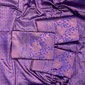 ผ้าซารีเนื้อนุ่ม ผ้าไหมลิชิ ดีไซน์สวยงาม ลายปัลลูหรูหรา งานแจ็คการ์ดทั่วทั้งผืน ซารีงานปาร์ตี้แบบดั้งเดิม ราคาขายส่ง - Product Image 1