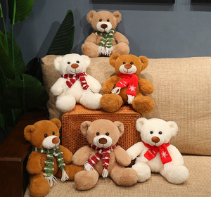 Boneka Beruang Hadiah Natal Baru Lucu Mainan Plush Lintas Negara Boneka Beruang Topi Natal Boneka Kain - Product Image 1
