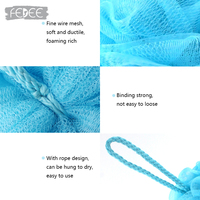 Éponge de bain en maille 40g très vendue, boule de douche exfoliante, accessoire de nettoyage, éponges de bain pour femmes et hommes